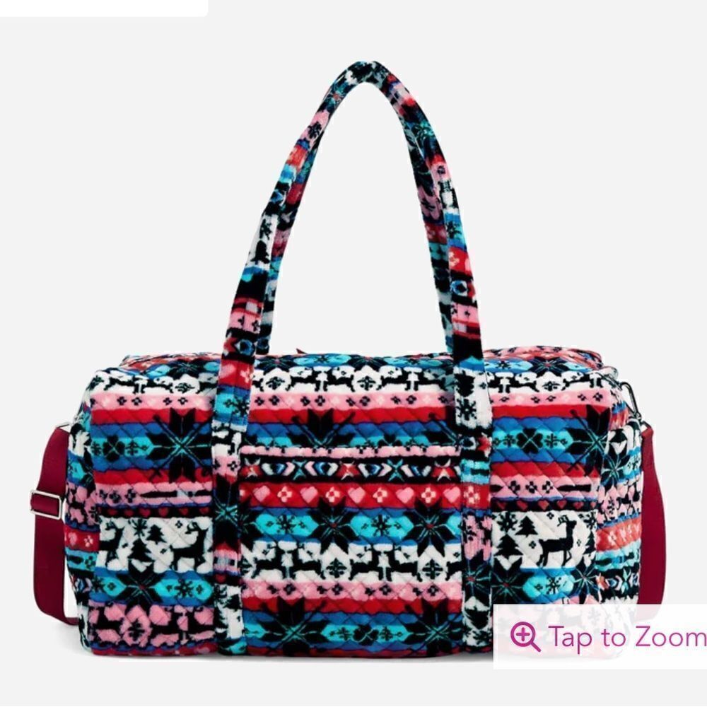 Vera Bradley Large Duffel Bag in Fleece Nordic Stripe Multi NWT